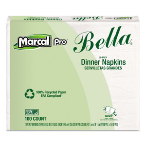 Marcal PRO 100% Premium Recycled Bella Dinner Napkins, 15 x 17, White, 3000/Carton View Product Image