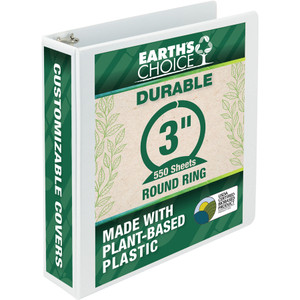 Samsill Earth's Choice Biobased Round Ring View Binder, 3 Rings, 3" Capacity, 11 x 8.5, White View Product Image