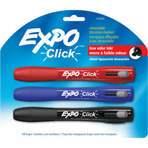 EXPO Click Dry Erase Marker, Broad Chisel Tip, Assorted Colors, 3/Set View Product Image