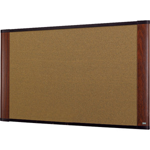 3M Cork Bulletin Board, 36 x 24, Aluminum Frame w/Mahogany Wood Grained Finish View Product Image