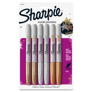 Sharpie Metallic Fine Point Permanent Markers, Bullet Tip, Gold-Silver-Bronze, 6/Pack View Product Image