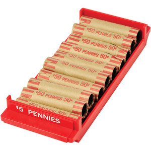 MMF Industries Porta-Count System Rolled Coin Plastic Storage Tray, Red View Product Image