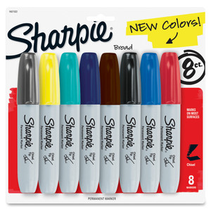 Sharpie Chisel Tip Permanent Marker, Medium, Assorted Fashion, 8/Pack View Product Image