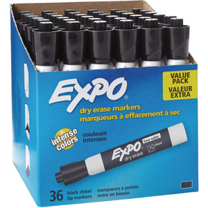 EXPO Low-Odor Dry-Erase Marker, Broad Chisel Tip, Black, 36/Box View Product Image
