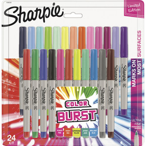 Sharpie Ultra Fine Tip Permanent Marker, Extra-Fine Needle Tip, Assorted Color Burst & Classic Colors, 24/Pack View Product Image