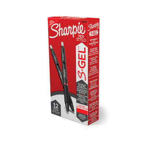 Sharpie S-Gel S-Gel Retractable Gel Pen, Medium 0.7 mm, Red Ink, Black Barrel, Dozen View Product Image