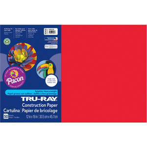 Pacon Tru-Ray Construction Paper, 76lb, 12 x 18, Festive Red, 50/Pack View Product Image