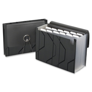 Pendaflex Sliding Cover Expanding File, 4" Expansion, 13 Sections, 1/6-Cut Tab, Letter Size, Black View Product Image