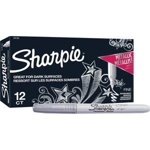 Sharpie Metallic Fine Point Permanent Markers, Bullet Tip, Silver, Dozen View Product Image