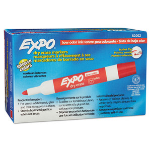 EXPO Low-Odor Dry-Erase Marker, Medium Bullet Tip, Red, Dozen View Product Image
