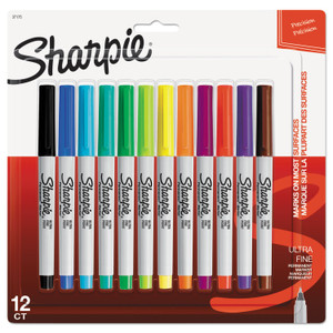 Sharpie Ultra Fine Tip Permanent Marker, Extra-Fine Needle Tip, Assorted Colors, Dozen View Product Image