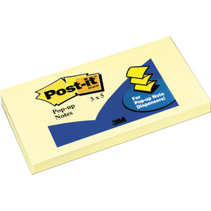 Post-it Pop-up Notes Original Canary Yellow Pop-Up Refill, 3 x 5, 12/Pack View Product Image