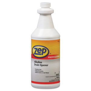 Zep Professional Alkaline Drain Opener Quart Bottle, 12/Carton View Product Image