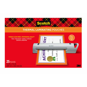 Scotch Laminating Pouches, 3 mil, 11.5" x 17.5", Gloss Clear, 25/Pack View Product Image