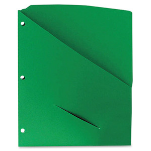 Pendaflex Slash Pocket Project Folders, 3-Hole Punched, Straight Tab, Letter Size, Green, 25/Pack View Product Image