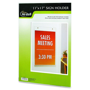 NuDell Clear Plastic Sign Holder, Wall Mount, 11 x 17 View Product Image