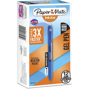Paper Mate InkJoy Retractable Gel Pen, Medium 0.7mm, Blue Ink/Barrel, Dozen View Product Image