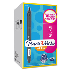Paper Mate InkJoy Retractable Gel Pen, Medium 0.7mm, Black Ink/Barrel, 36/Pack View Product Image