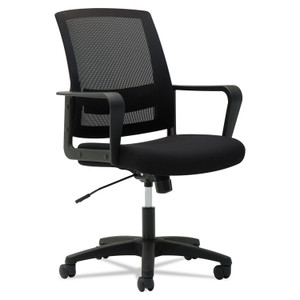 OIF Mesh Mid-Back Chair, Supports up to 225 lbs., Black Seat/Black Back, Black Base View Product Image