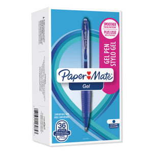 Paper Mate Retractable Gel Pen, Medium 0.7mm, Blue Ink/Barrel, 36/Pack View Product Image