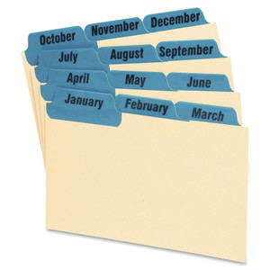 Oxford Manila Index Card Guides with Laminated Tabs, 1/3-Cut Top Tab, January to December, 3 x 5, Manila, 12/Set View Product Image