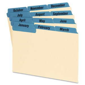 Oxford Manila Index Card Guides with Laminated Tabs, 1/3-Cut Top Tab, January to December, 4 x 6, Manila, 12/Set View Product Image
