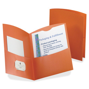 Oxford Contour Two-Pocket Recycled Paper Folder, 100-Sheet Capacity, Orange View Product Image