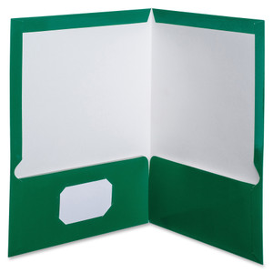 Oxford High Gloss Laminated Paperboard Folder, 100-Sheet Capacity, Green, 25/Box View Product Image