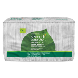 Seventh Generation 100% Recycled Napkins, 1-Ply, 11 1/2 x 12 1/2, White, 250/Pack View Product Image