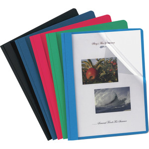 Oxford Clear Front Report Cover, 3 Fasteners, Letter, Assorted Colors, 25/Box View Product Image