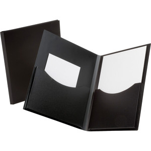 Oxford Poly Double Stuff Gusseted 2-Pocket Folder, 200-Sheet Capacity Black View Product Image