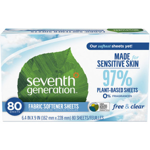 Seventh Generation Natural Fabric Softener Sheets, Free & Clear, 80/Box, 12 Box/Carton View Product Image
