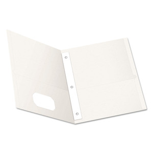 Oxford Twin-Pocket Folders with 3 Fasteners, Letter, 1/2" Capacity, White, 25/Box View Product Image