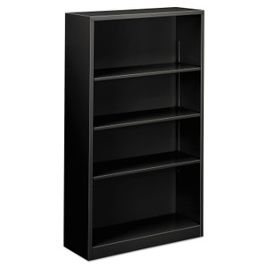 Alera Steel Bookcase, 4-Shelf, 34.5"w x 12.63"d x 59"h, Black View Product Image
