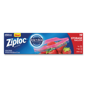 Ziploc Double Zipper Storage Bags, 1 gal, 1.75 mil, 9.6" x 12.1", Clear, 228/Carton View Product Image