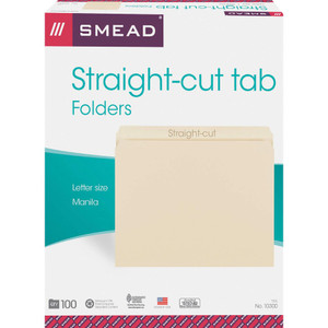 Smead Manila File Folders, Straight Tab, Letter Size, 100/Box SMD10300 View Product Image