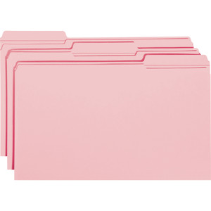 Smead Reinforced Top Tab Colored File Folders, 1/3-Cut Tabs, Legal Size, Pink, 100/Box View Product Image