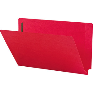 Smead Heavyweight Colored End Tab Folders with Two Fasteners, Straight Tab, Legal Size, Red, 50/Box View Product Image
