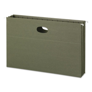 Smead 100% Recycled Hanging Pockets with Full-Height Gusset, Legal Size, Standard Green, 10/Box View Product Image