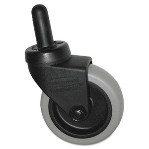 Rubbermaid Commercial Replacement Swivel Bayonet Casters, 3" Wheel, Thermoplastic Rubber, Black View Product Image