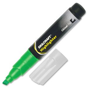 AbilityOne 7520011660682 SKILCRAFT Large Fluorescent Highlighter, Chisel Tip, Fluorescent Green, Dozen View Product Image