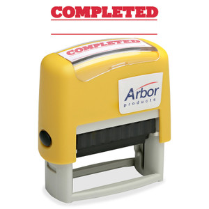 AbilityOne 7520012074111 SKILCRAFT Pre-Inked Message Stamp, COMPLETED, Red View Product Image