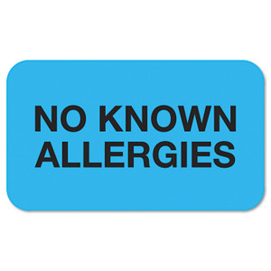 Tabbies Medical Labels, NO KNOWN ALLERGIES, 0.88 x 1.5, Light Blue, 250/Roll View Product Image