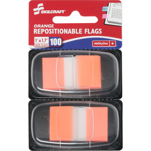 AbilityOne 7510013152023 SKILCRAFT Page Flags, 1" x 1 3/4", Orange, 100/Pack View Product Image