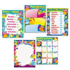 TREND Learning Chart Combo Packs, Classroom Basics - Owl-Stars, 17" x 22" View Product Image