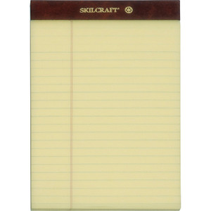 AbilityOne 7530013566726 SKILCRAFT Legal Pads, Wide/Legal Rule, 5 x 8, Canary, 50 Sheets, Dozen View Product Image