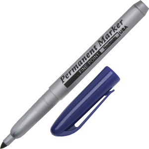 AbilityOne 7520015114319 SKILCRAFT Permanent Marker, Fine Bullet Tip, Blue, Dozen View Product Image