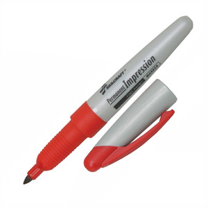 AbilityOne 7520015194374 SKILCRAFT Permanent Impression Marker, Fine Bullet Tip, Red, Dozen View Product Image