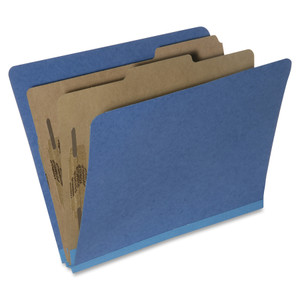 AbilityOne 7530015567914 SKILCRAFT Pressboard Top Tab Classification Folder, 2 Dividers, Letter Size, Dark Blue, 10/Box View Product Image