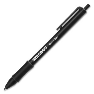 AbilityOne 7520015425943 SKILCRAFT EconoGard Retractable Ballpoint Pen, 1mm, Black Ink/Barrel, Dozen View Product Image